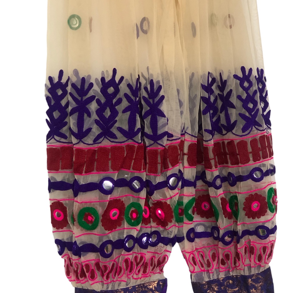 Vintage Embroidered Embellished Sheer Mesh Tulle Harem Style Pants